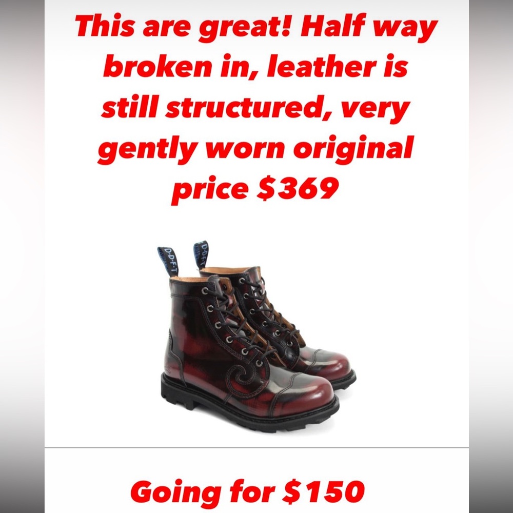 Classic box leather 6 eyelet lace up boot.